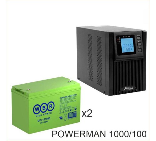 ИБП POWERMAN ONLINE 1000 Plus + Аккумуляторная батарея WBR GPL121000