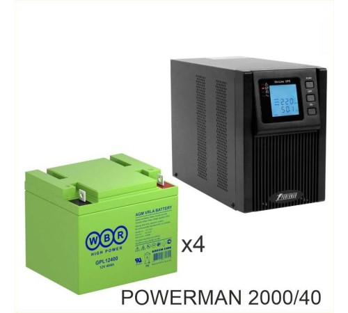 ИБП POWERMAN ONLINE 2000 Plus + Аккумуляторная батарея WBR GPL12400