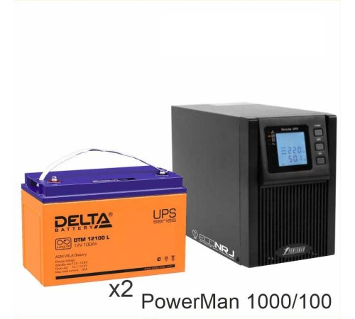 ИБП POWERMAN ONLINE 1000 Plus + Аккумуляторная батарея Delta DTM 12100 L