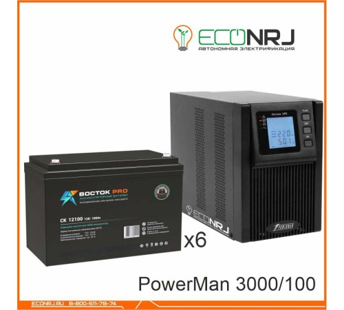 ИБП POWERMAN ONLINE 1000 Plus + Аккумуляторная батарея ВОСТОК PRO СК-12100