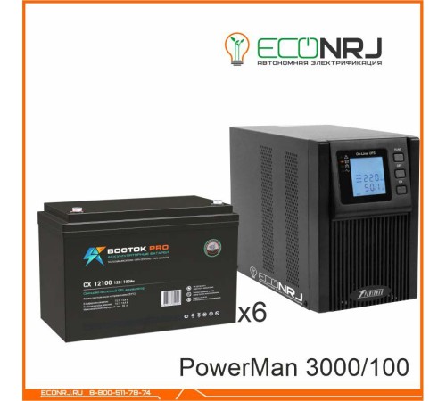 ИБП POWERMAN ONLINE 1000 Plus + Аккумуляторная батарея ВОСТОК PRO СХ-12100