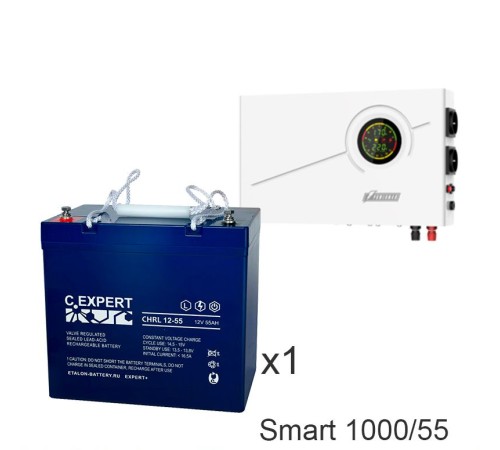 ИБП Powerman Smart 1000 INV + Аккумуляторная батарея ETALON CHRL 12-55