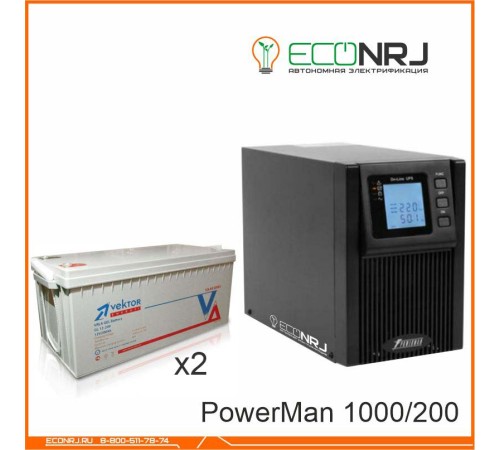 ИБП POWERMAN ONLINE 1000 Plus + Аккумуляторная батарея Vektor GL 12-200