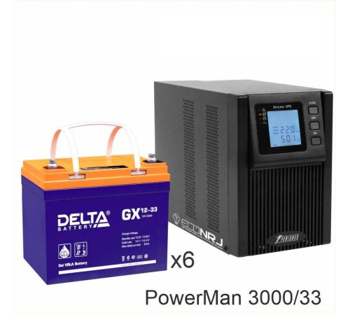 ИБП POWERMAN ONLINE 1000 Plus + Аккумуляторная батарея Delta GX 12-33