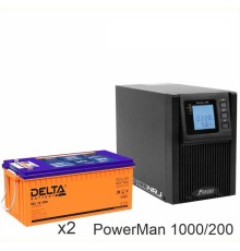 ИБП POWERMAN ONLINE 1000 Plus + Delta GEL 12-200