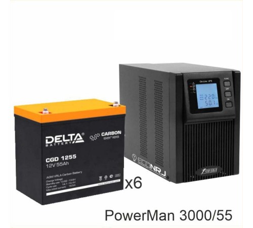 ИБП POWERMAN ONLINE 1000 Plus + Аккумуляторная батарея Delta CGD 1255