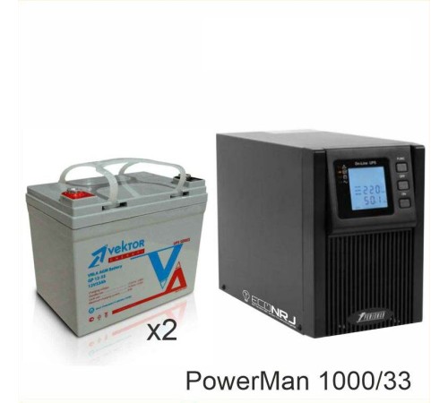 ИБП POWERMAN ONLINE 1000 Plus + Аккумуляторная батарея Vektor GL 12-33