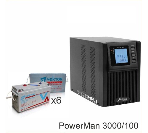 ИБП POWERMAN ONLINE 1000 Plus + Аккумуляторная батарея Vektor VPbC 12-100