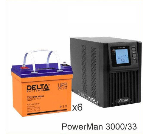 ИБП POWERMAN ONLINE 1000 Plus + Аккумуляторная батарея Delta DTM 1233 L