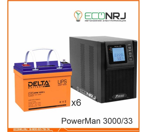 ИБП POWERMAN ONLINE 1000 Plus + Аккумуляторная батарея Delta DTM 1233 L