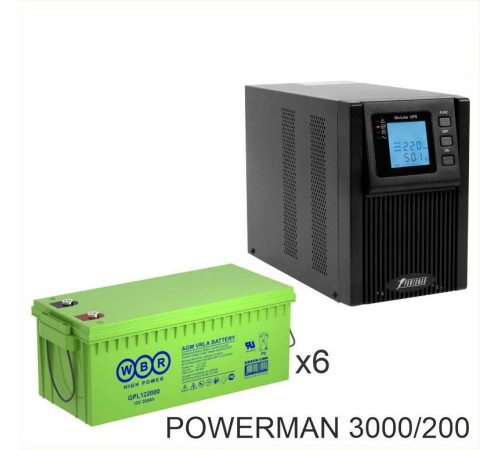 ИБП POWERMAN ONLINE 1000 Plus + Аккумуляторная батарея WBR GPL122000