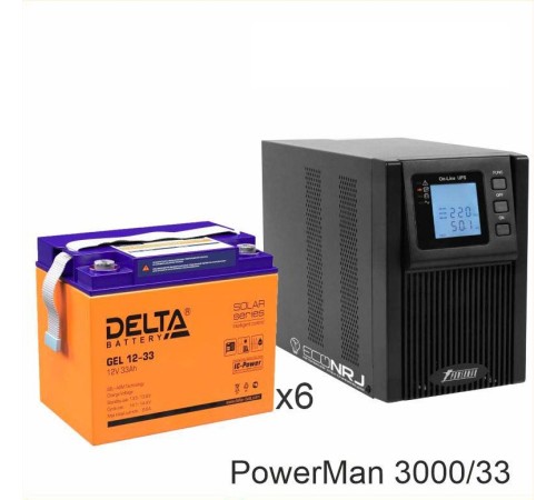 ИБП POWERMAN ONLINE 1000 Plus + Аккумуляторная батарея Delta GEL 12-33