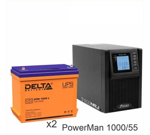 ИБП POWERMAN ONLINE 1000 Plus + Аккумуляторная батарея Delta DTM 1255 L