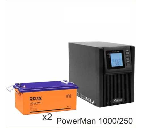 ИБП POWERMAN ONLINE 1000 Plus + Аккумуляторная батарея Delta DTM 12250 L