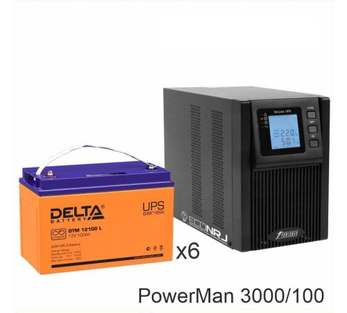 ИБП POWERMAN ONLINE 1000 Plus + Аккумуляторная батарея Delta DTM 12100 L