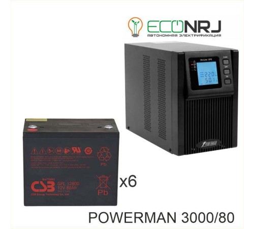 ИБП POWERMAN ONLINE 1000 Plus + Аккумуляторная батарея CSB GPL12800