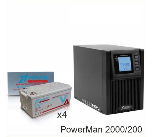 ИБП POWERMAN ONLINE 2000 Plus + Аккумуляторная батарея Vektor VPbC 12-200