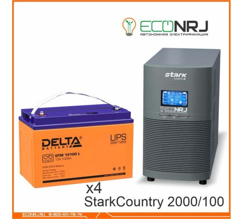 Инвертор (ИБП) Stark Country 2000 Online, 16А + АКБ Delta DTM 12100 L