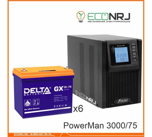 ИБП POWERMAN ONLINE 1000 Plus + Аккумуляторная батарея Delta GX 12-75