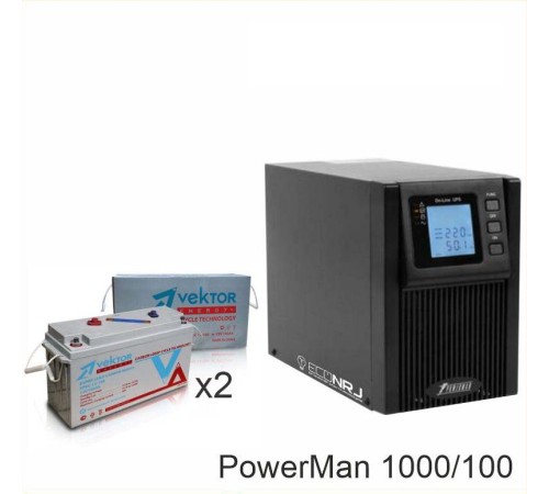 ИБП POWERMAN ONLINE 1000 Plus + Аккумуляторная батарея Vektor VPbC 12-100