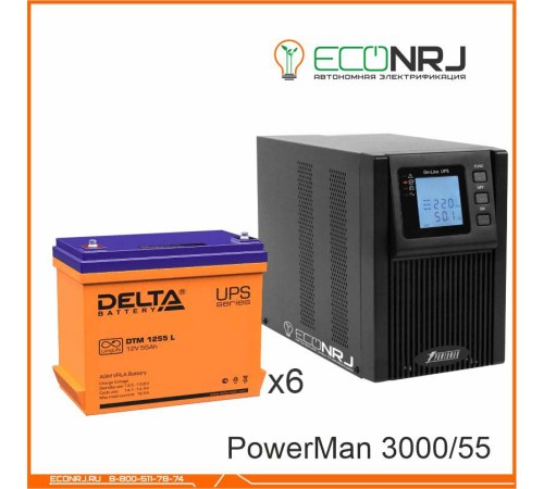 ИБП POWERMAN ONLINE 1000 Plus + Аккумуляторная батарея Delta DTM 1255 L