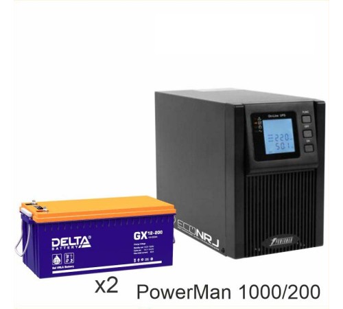 ИБП POWERMAN ONLINE 1000 Plus + Аккумуляторная батарея Delta GX 12-200