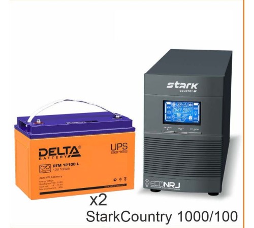 Инвертор (ИБП) Stark Country 1000 Online, 16А + АКБ Delta DTM 12100 L