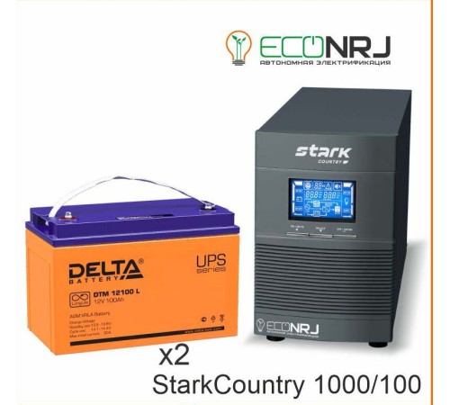 Инвертор (ИБП) Stark Country 1000 Online, 16А + АКБ Delta DTM 12100 L