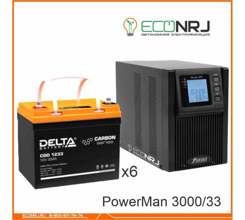 ИБП POWERMAN ONLINE 1000 Plus + Аккумуляторная батарея Delta CGD 1233