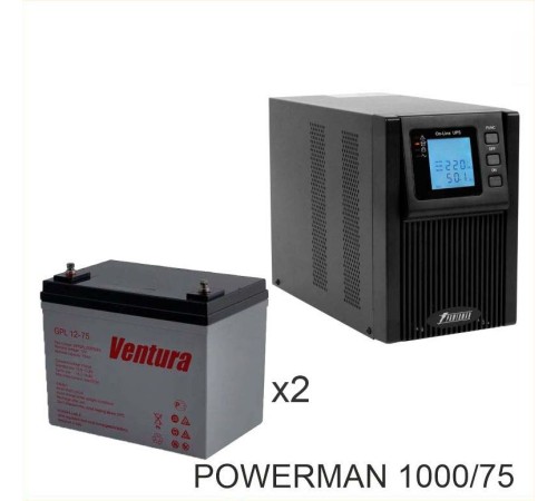 ИБП POWERMAN ONLINE 1000 Plus + Аккумуляторная батарея Ventura GPL 12-75