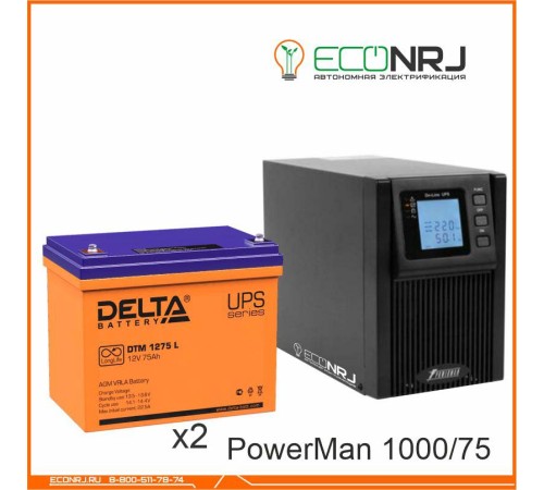 ИБП POWERMAN ONLINE 1000 Plus + Аккумуляторная батарея Delta DTM 1275 L