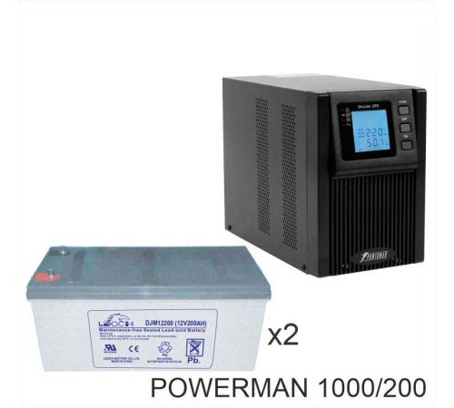 ИБП POWERMAN ONLINE 1000 Plus + Аккумуляторная батарея LEOCH DJM12200