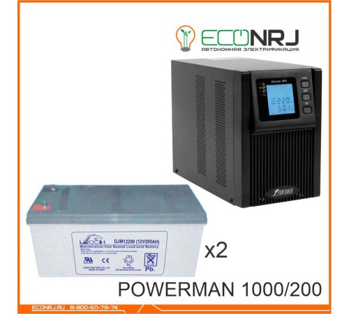 ИБП POWERMAN ONLINE 1000 Plus + Аккумуляторная батарея LEOCH DJM12200